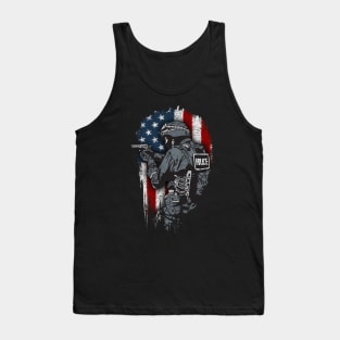 Police American Flag SWAT Cop Law Enforcement Tank Top